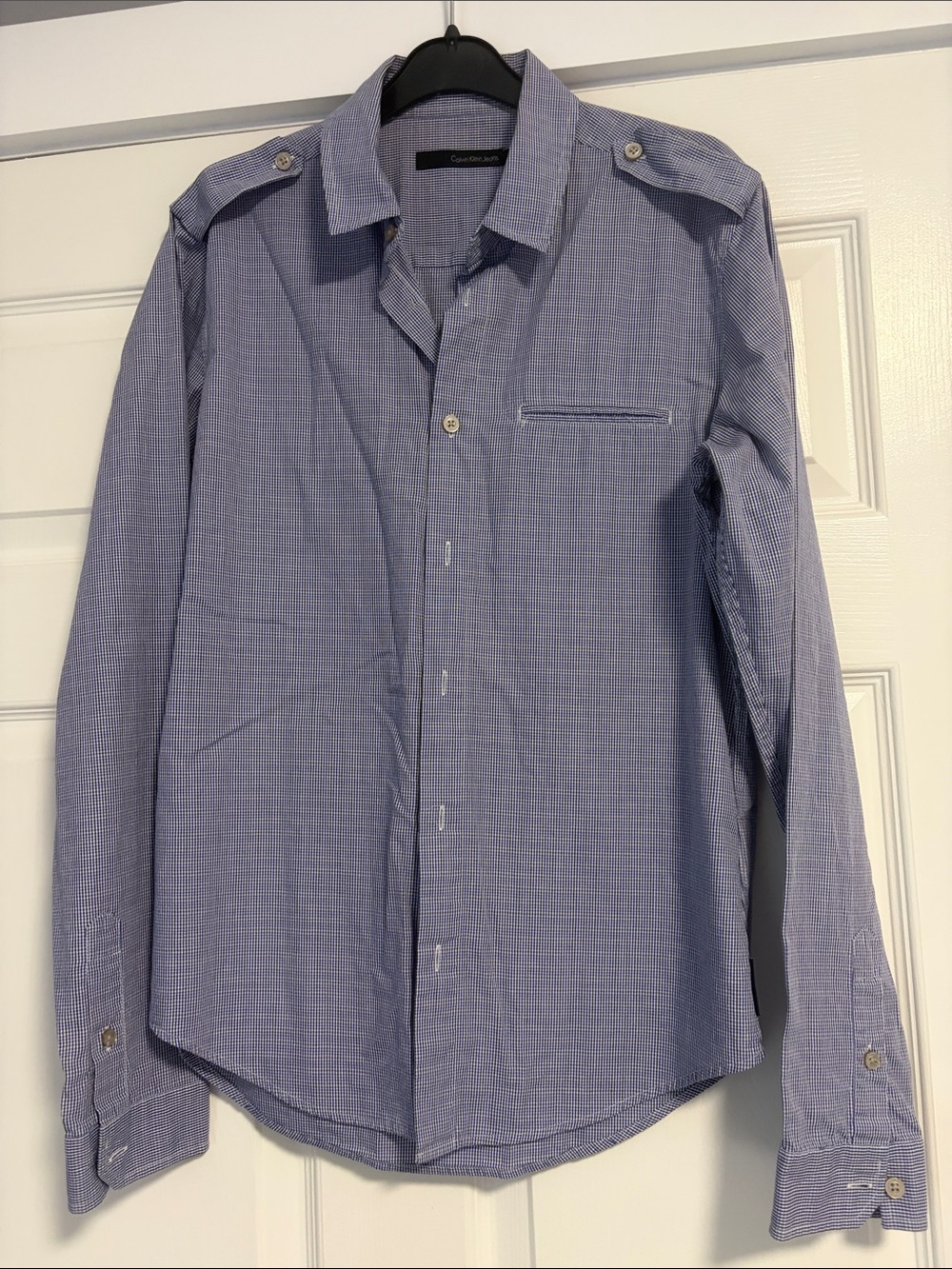 Calvin Klein Jeans Blue Micro-Pattern Dress Shirt